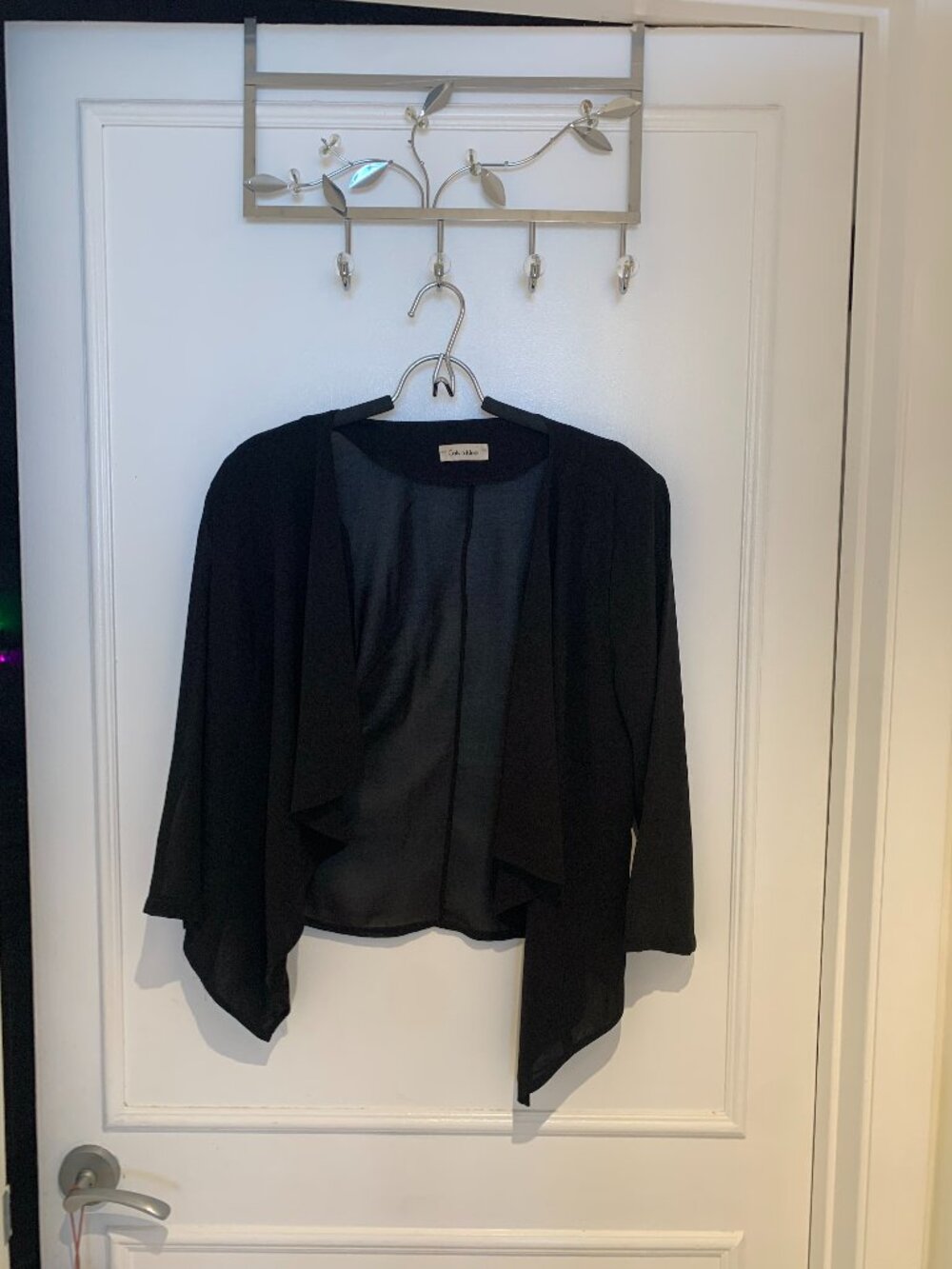 Calvin Klein Black Jacket Ruffle Look Size L-Gently Used